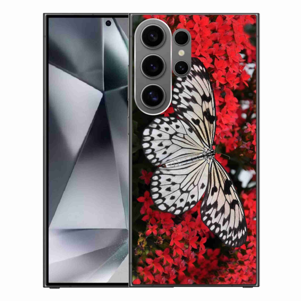 Gélový kryt mmCase na Samsung Galaxy S24 Ultra - čiernobiely motýľ 1
