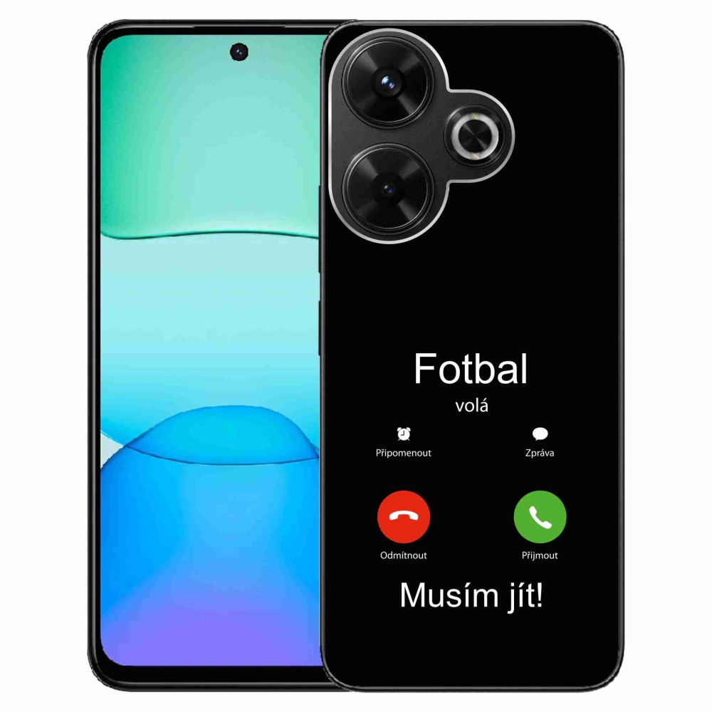 Gélový kryt mmCase na Xiaomi Redmi 13 4G/Poco M6 4G - futbal volá čierne pozadie