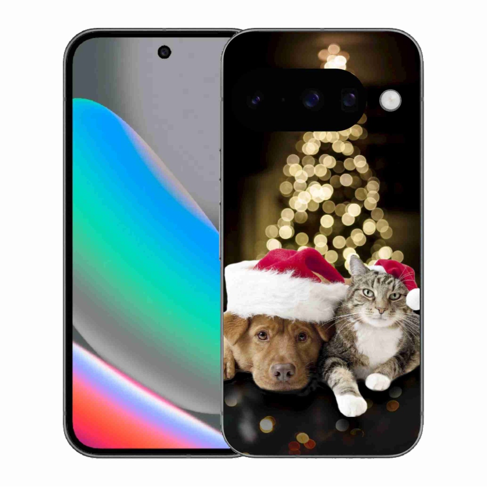 Gélový kryt mmCase na Google Pixel 10 - vianočný pes a mačka