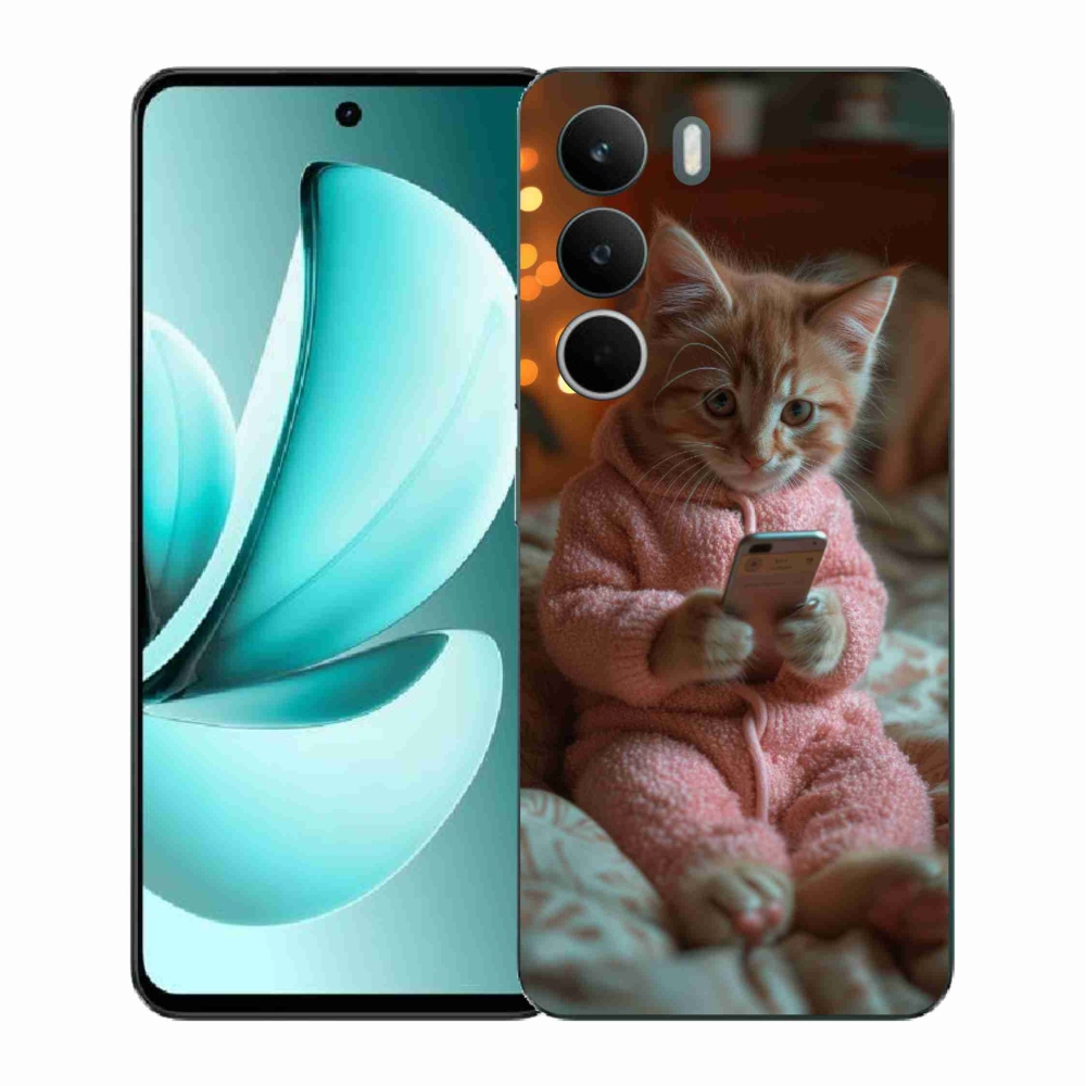 Gélový kryt mmCase na Realme C71 - mačiatko s mobilom