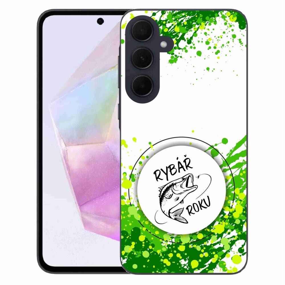 Gélový kryt mmCase na Samsung Galaxy A35 5G - rybár roka biele pozadie