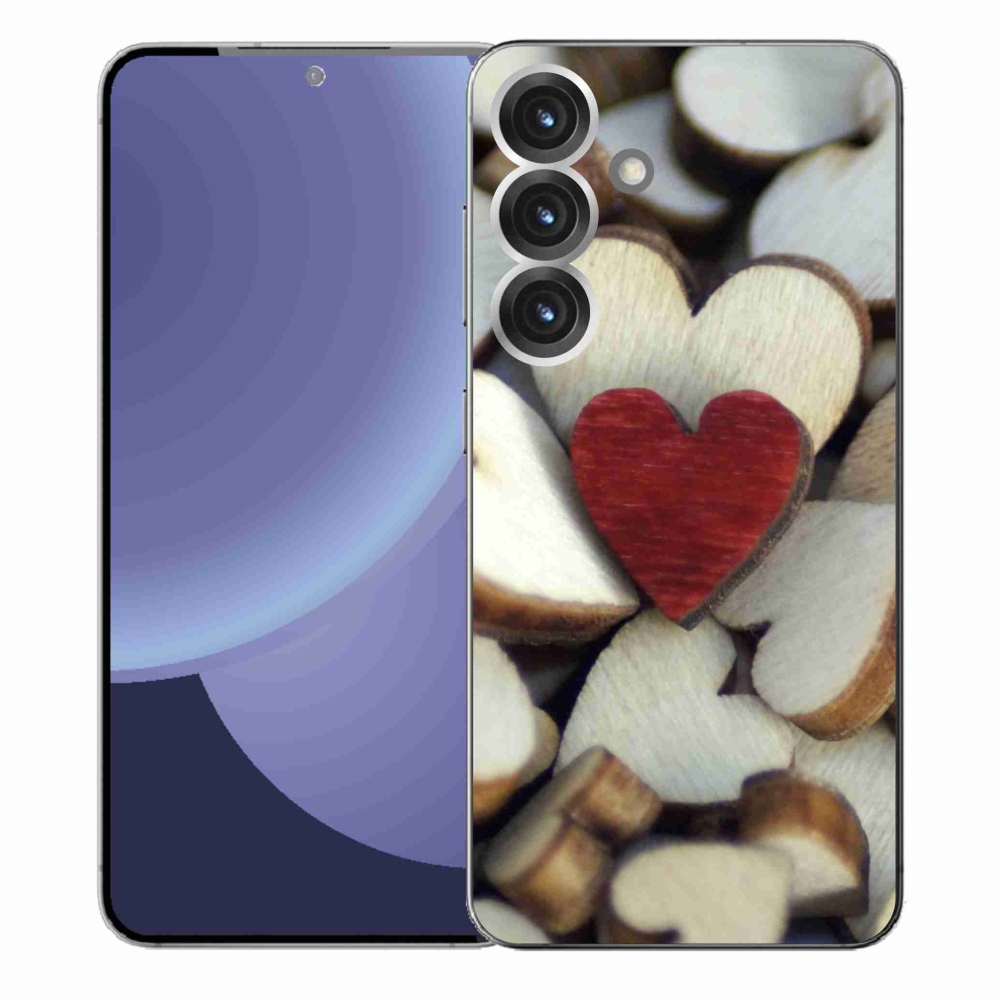 Gélový kryt mmCase na Samsung Galaxy S25+ - gravírované červené srdce