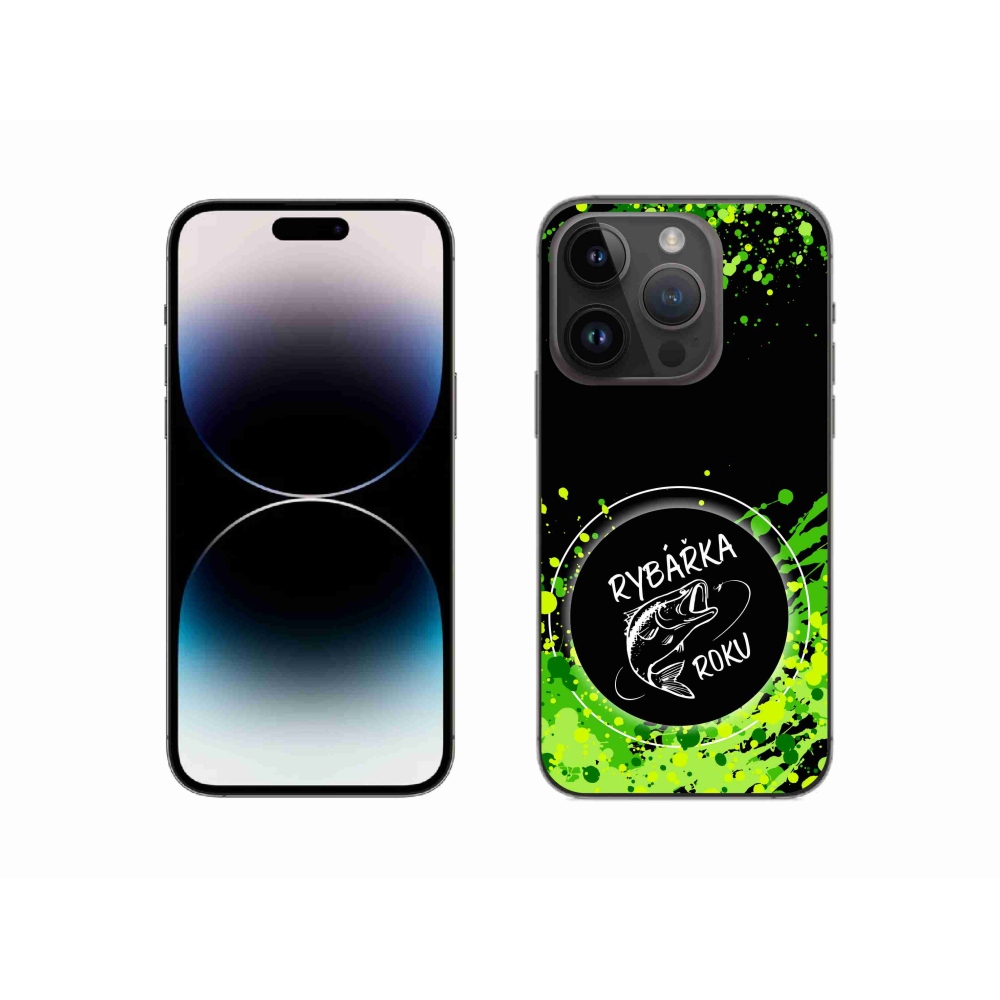 Gélový kryt mmCase na iPhone 14 Pro 6.1 - rybárka roku čierne pozadie