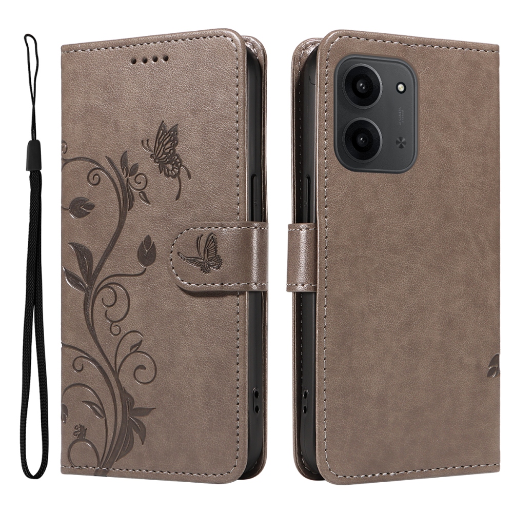 Flowers knižkové púzdro na Xiaomi Redmi 15C 4G/5G (173mm) - šedé