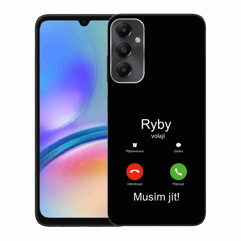 Gélový kryt mmCase na Samsung Galaxy A05s - ryby volajú čierne pozadie