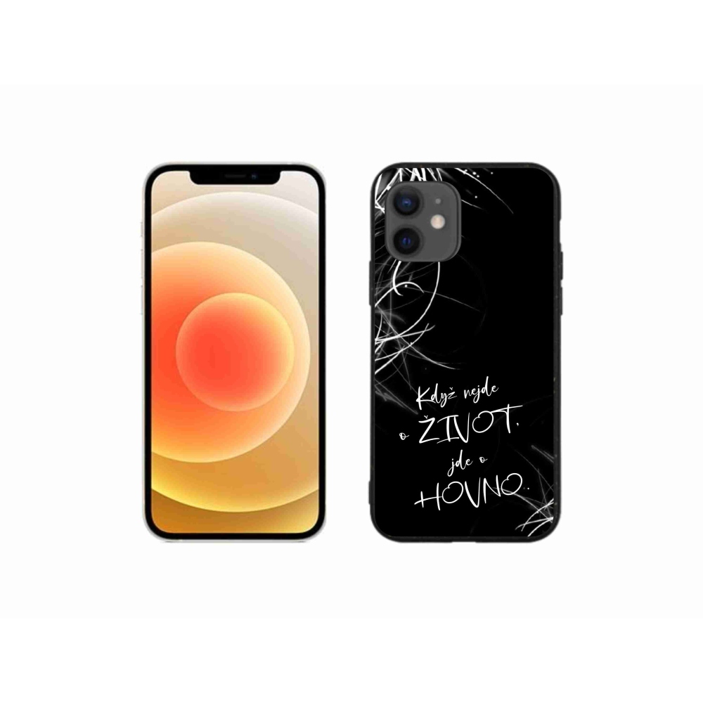 Gélový kryt mmCase na iPhone 12 mini - vtipný text 16 čierne pozadie