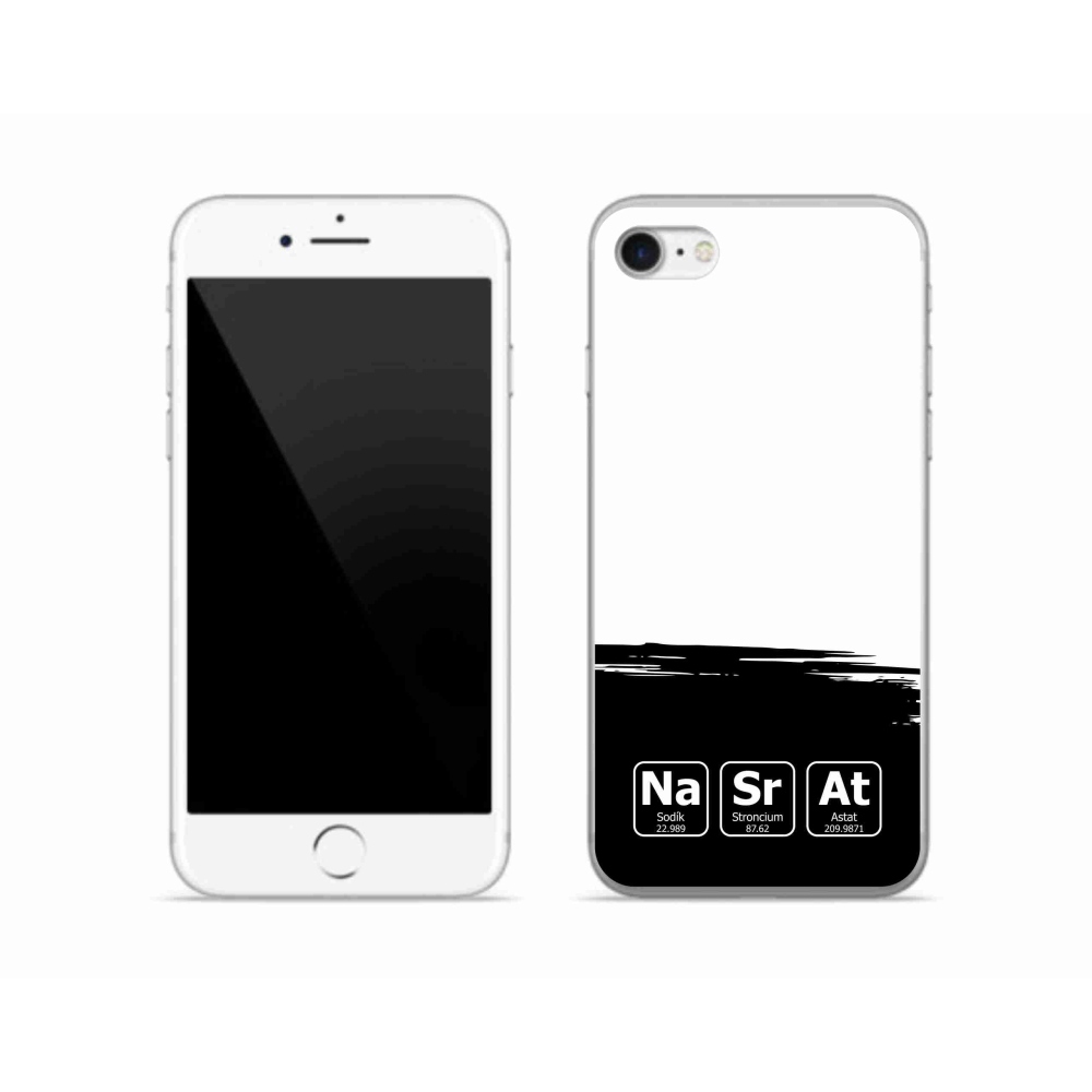 Gélový kryt mmCase na iPhone SE (2022) - chemické prvky čiernobiele pozadie