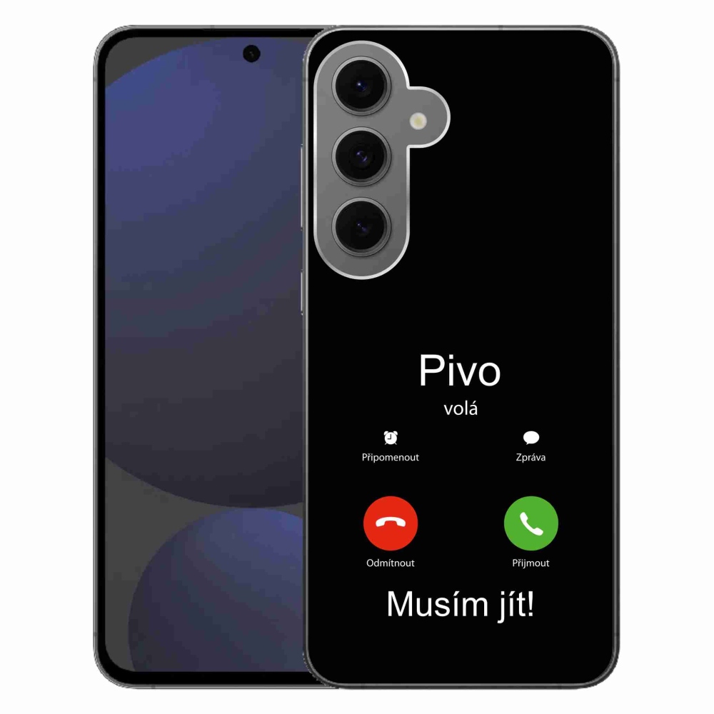 Gélový kryt mmCase na Samsung Galaxy S24 FE - pivo volá čierne pozadie