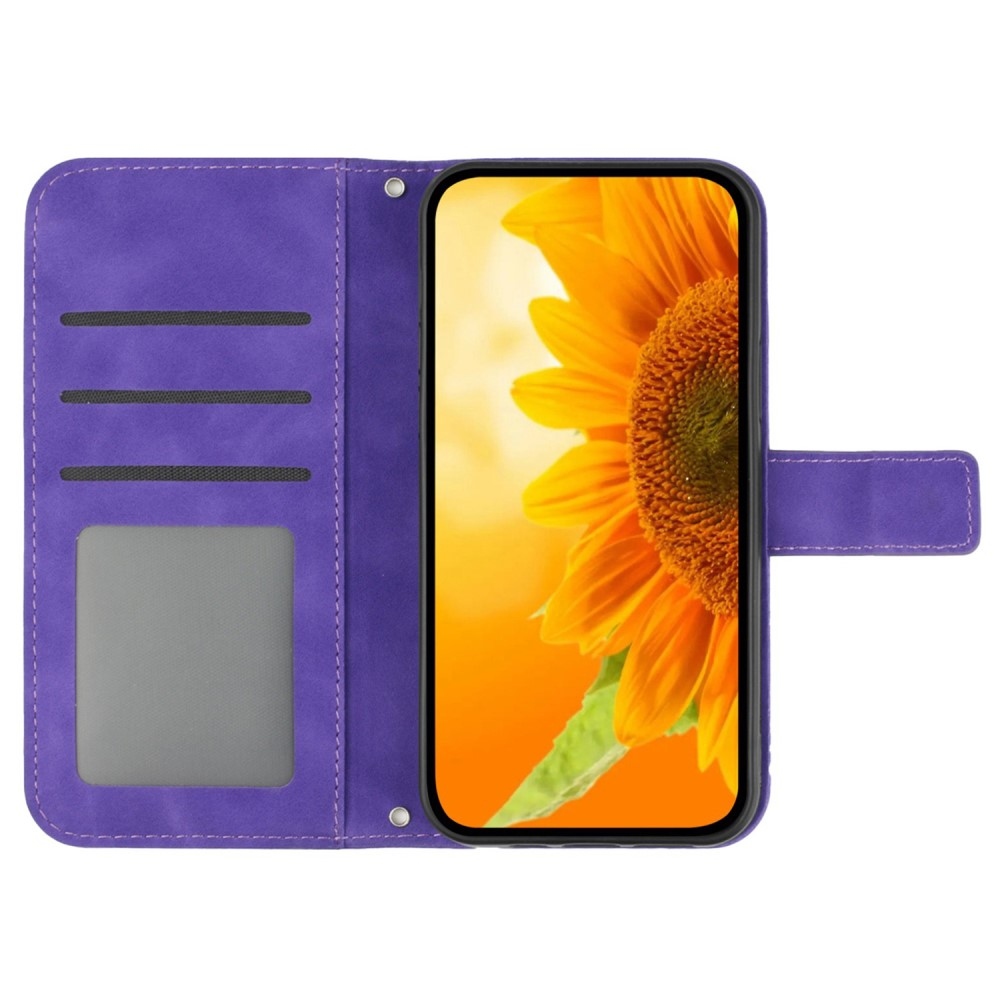 Sunflowers knižkové púzdro na Xiaomi Redmi Note 14 Pro - tmavofialové