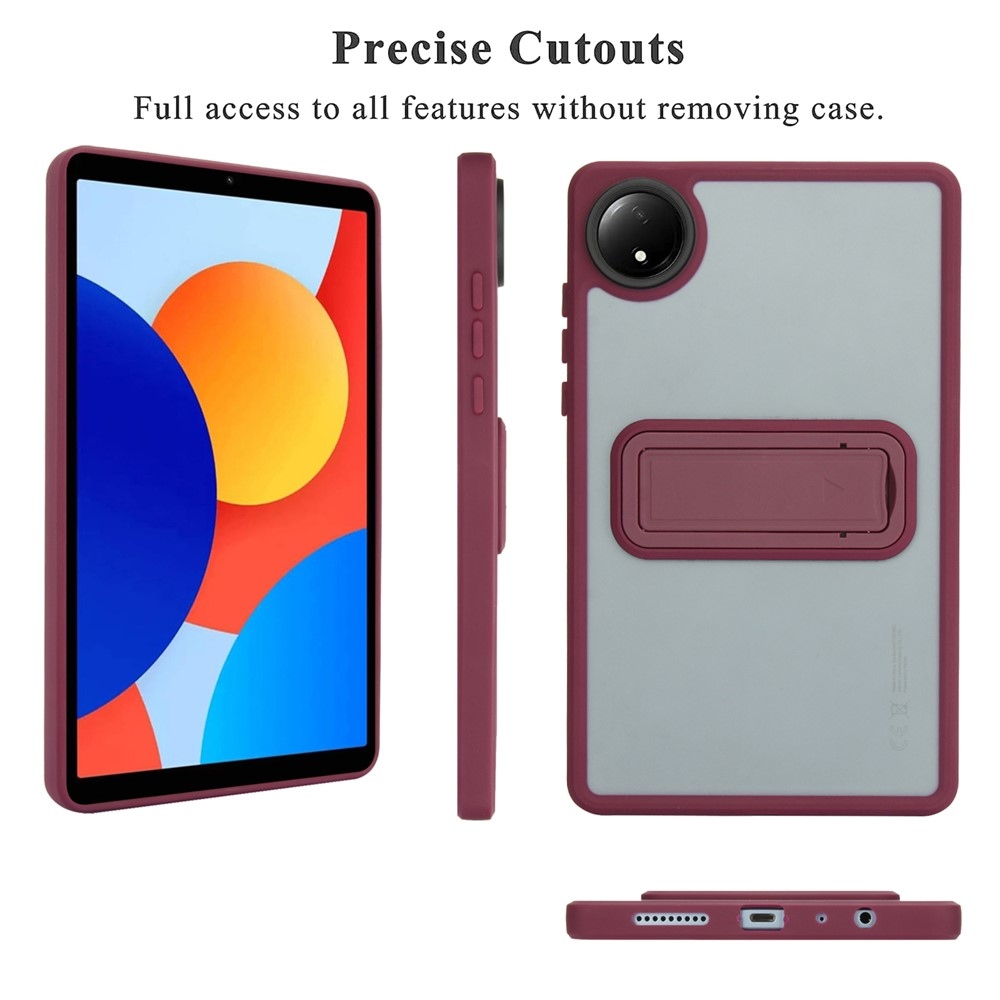 Skiny gélový obal s pevným chrbtom a výklopným stojanom na Xiaomi Redmi Pad SE 8.7 - vínový