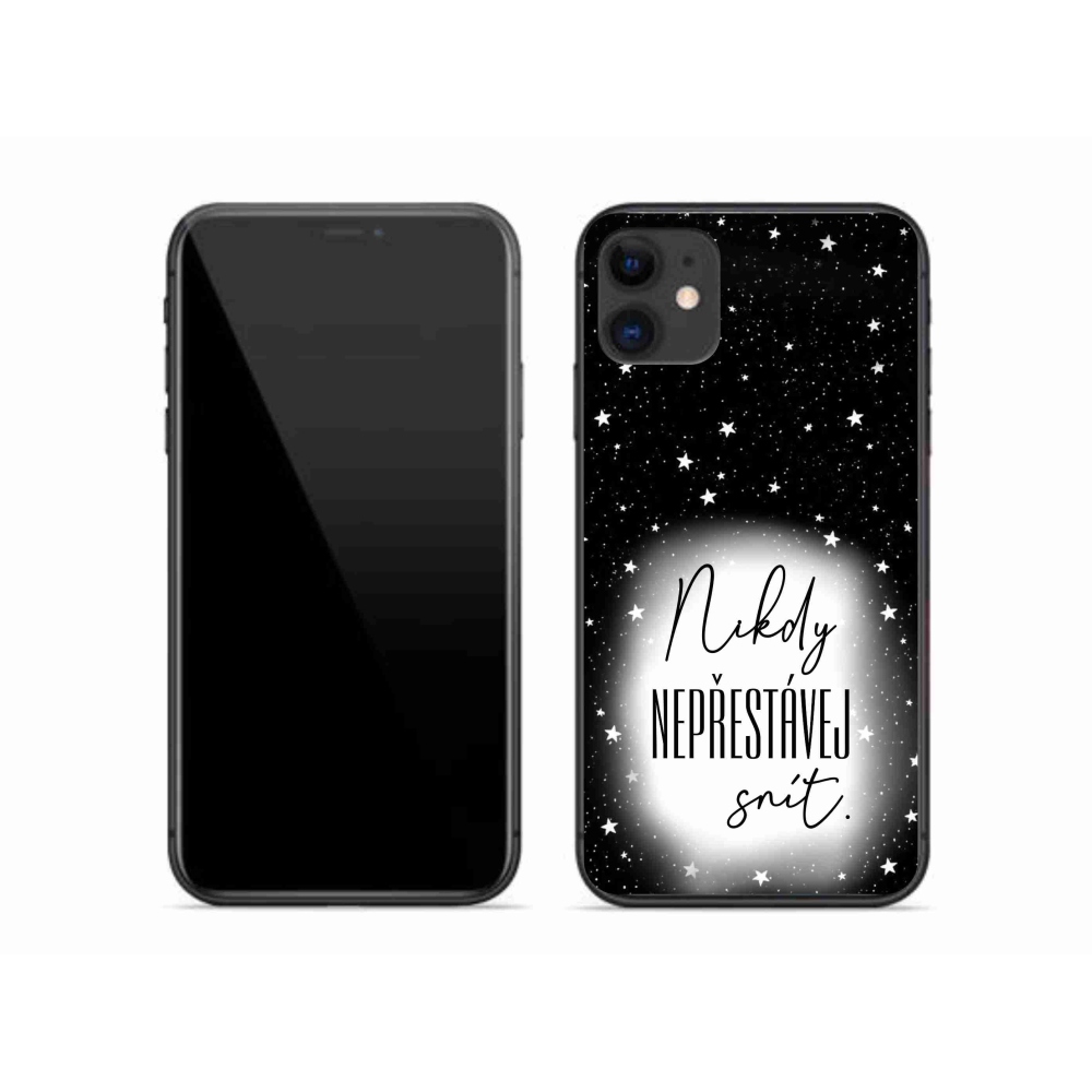 Gélový kryt mmCase na iPhone 11 - citát 1 bieločierne pozadie