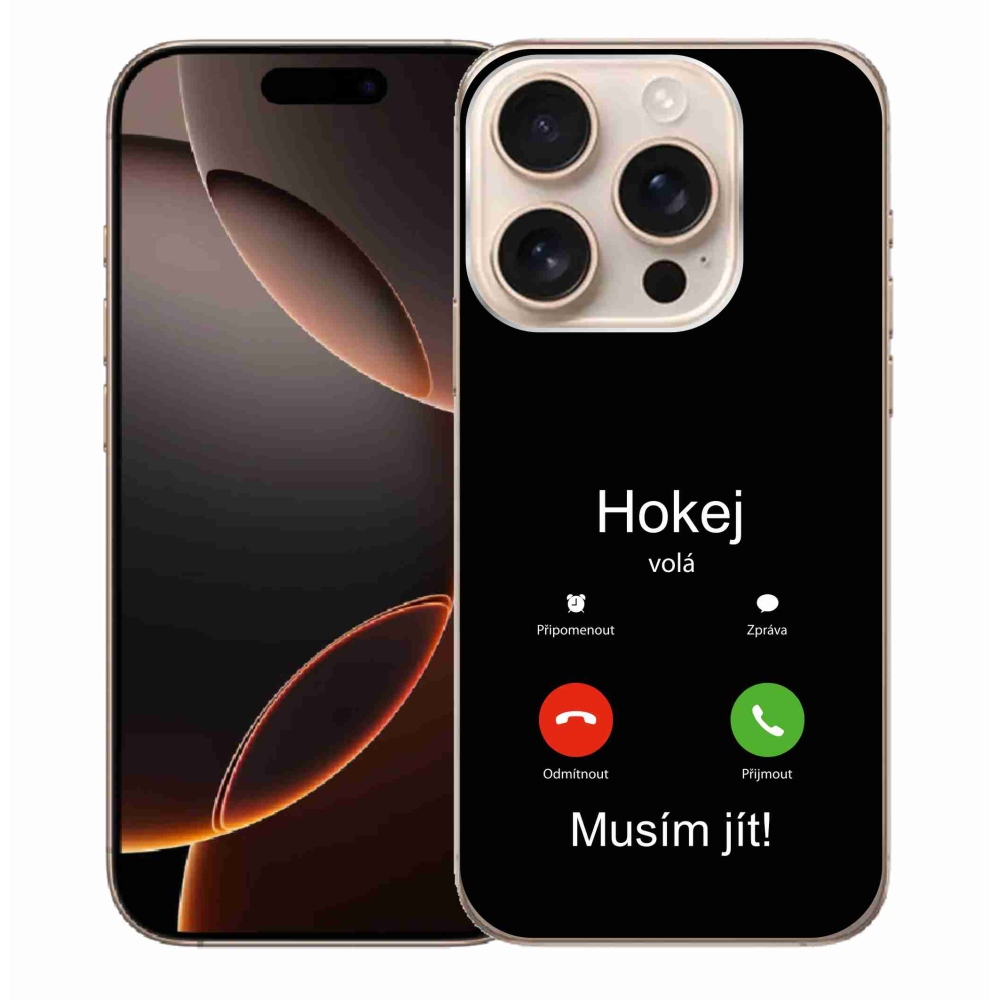 Gélový kryt mmCase na iPhone 16 Pro Max - hokej volá čierne pozadie