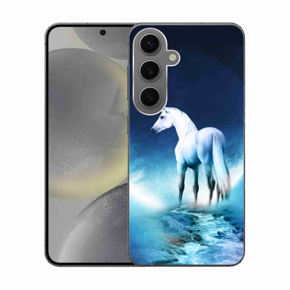 Gélový kryt mmCase na Samsung Galaxy S24 - biely jednorožec