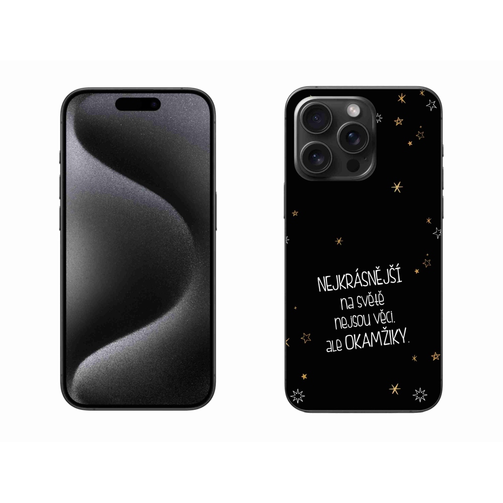 Gélový kryt mmCase na iPhone 15 Pro Max - citát 4 čierne pozadie