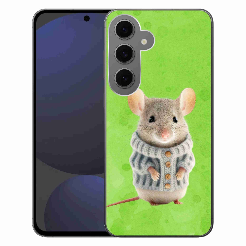 Gélový kryt mmCase na Samsung Galaxy S24 FE - myška vo svetri