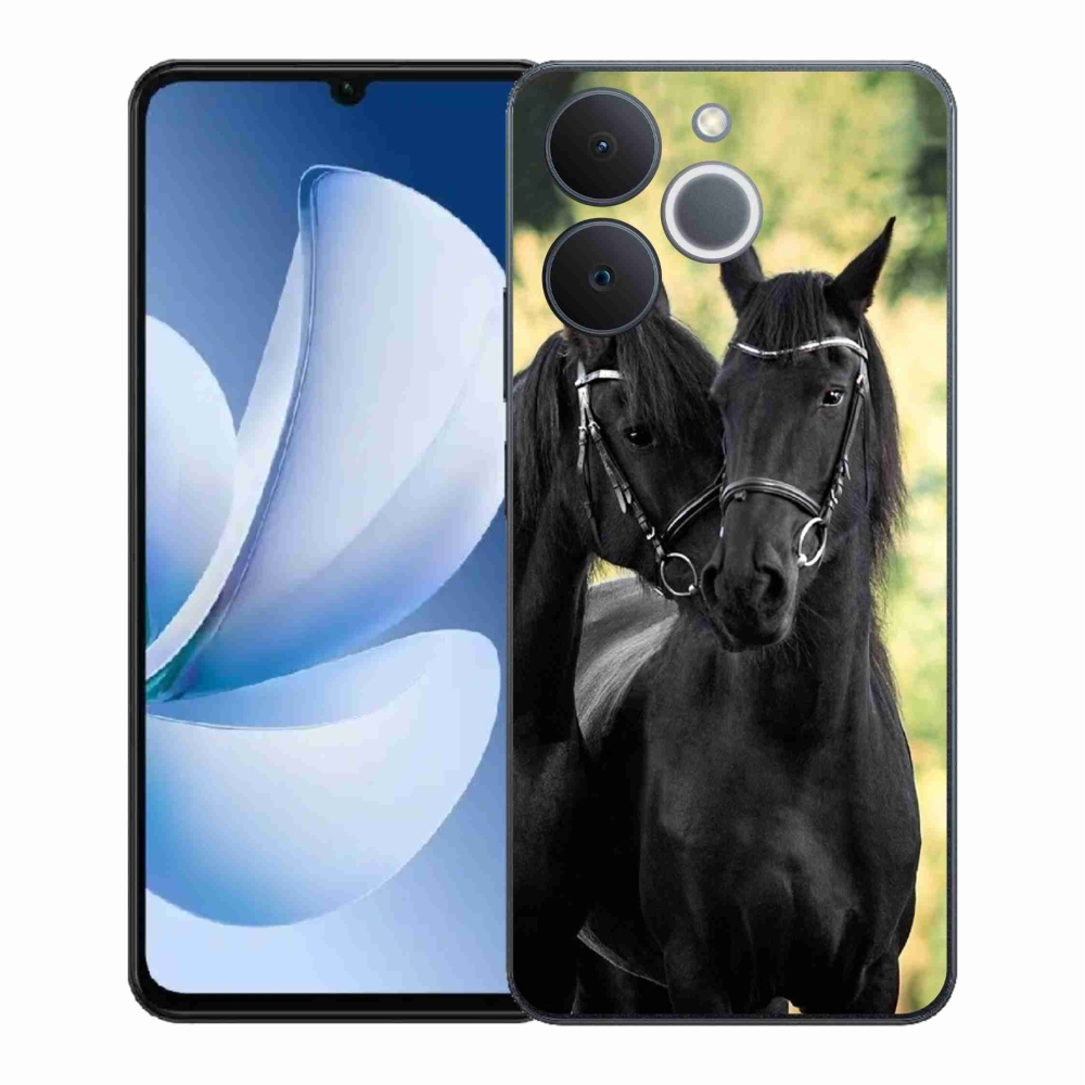 Gélový kryt mmCase na Realme Note 70T - dva čierne kone