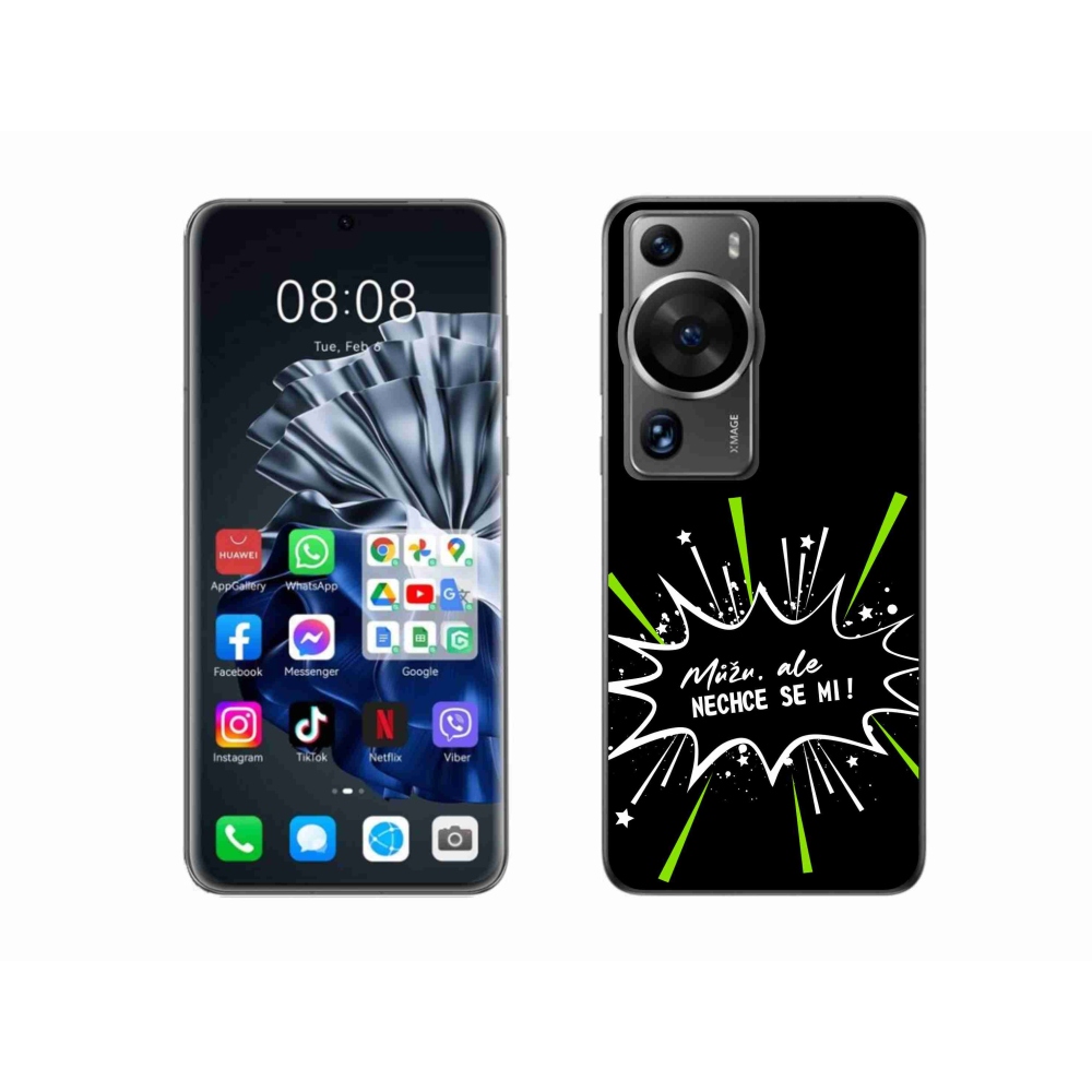 Gélový kryt mmCase na Huawei P60 Pro - vtipný text 11 čierne pozadie