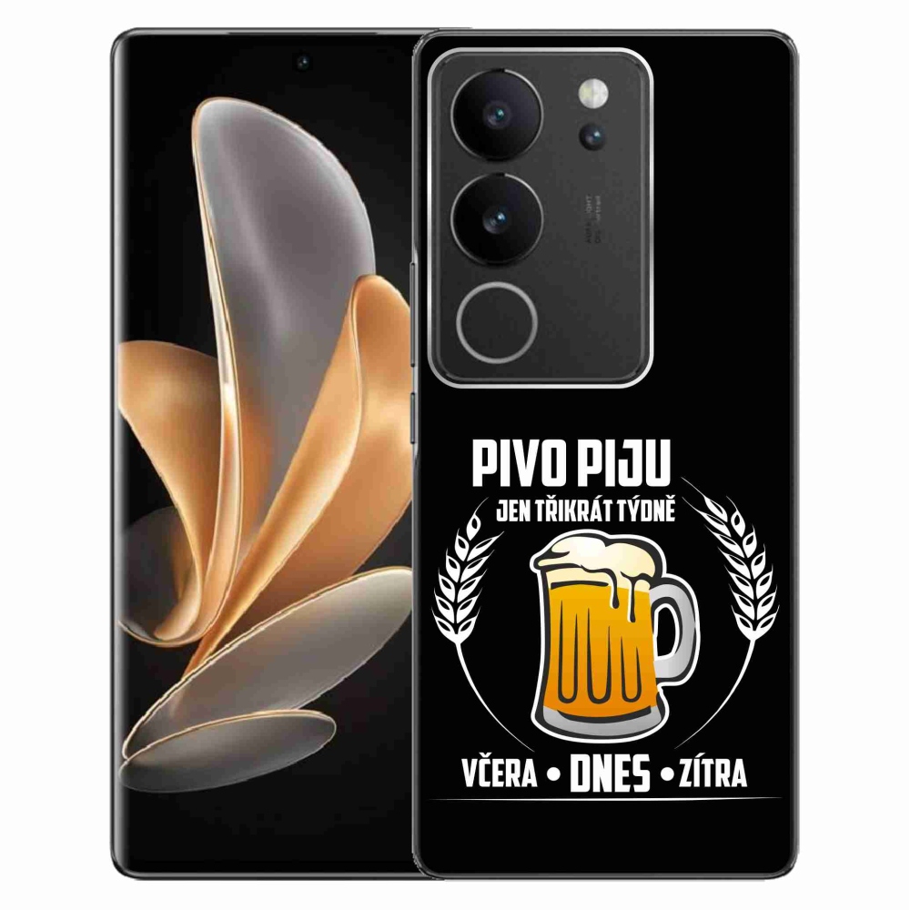 Gélový kryt mmCase na Vivo V29 5G - pivný motív čierne pozadie