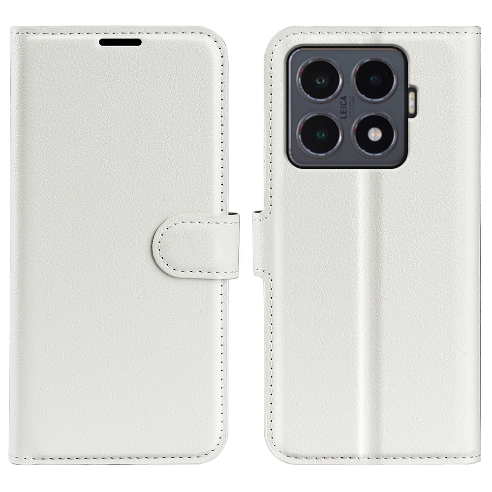 Litchi knižkové púzdro na Xiaomi 15T Pro - biele