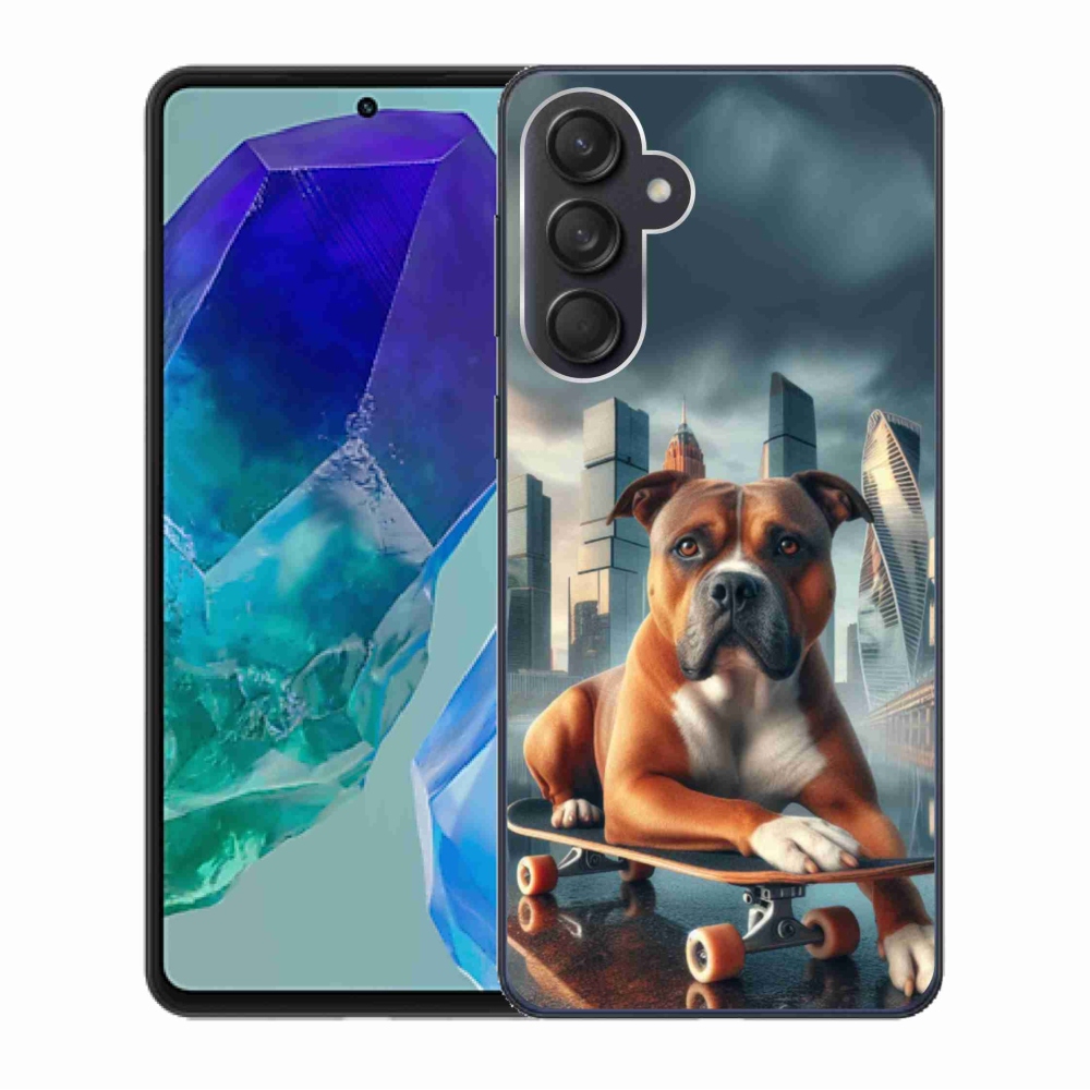 Gélový kryt mmCase na Samsung Galaxy M55 5G - pes na skateboarde