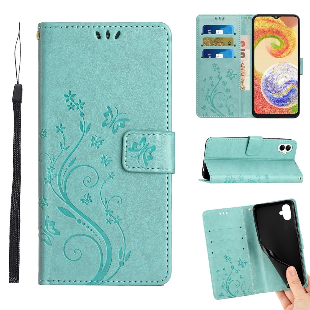 Flowers knižkové púzdro na Samsung Galaxy A06 4G - modrozelené