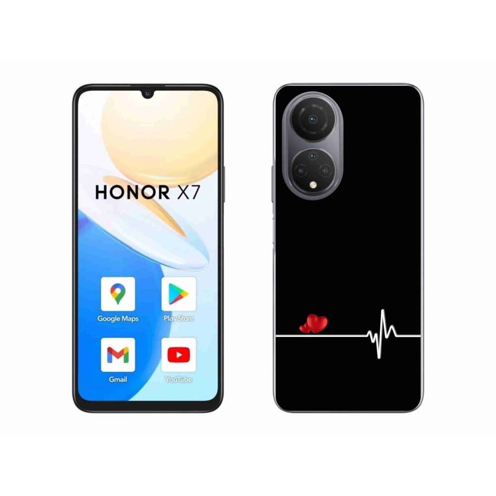 Gélový kryt mmCase na Honor X7 - srdce a tep čierne pozadie