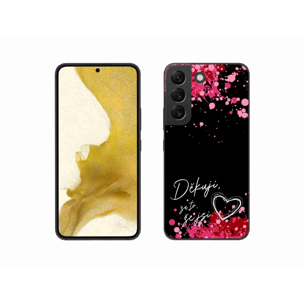 Gélový kryt mmCase na Samsung Galaxy S22 5G - zamilovaný text 2 čierne pozadie