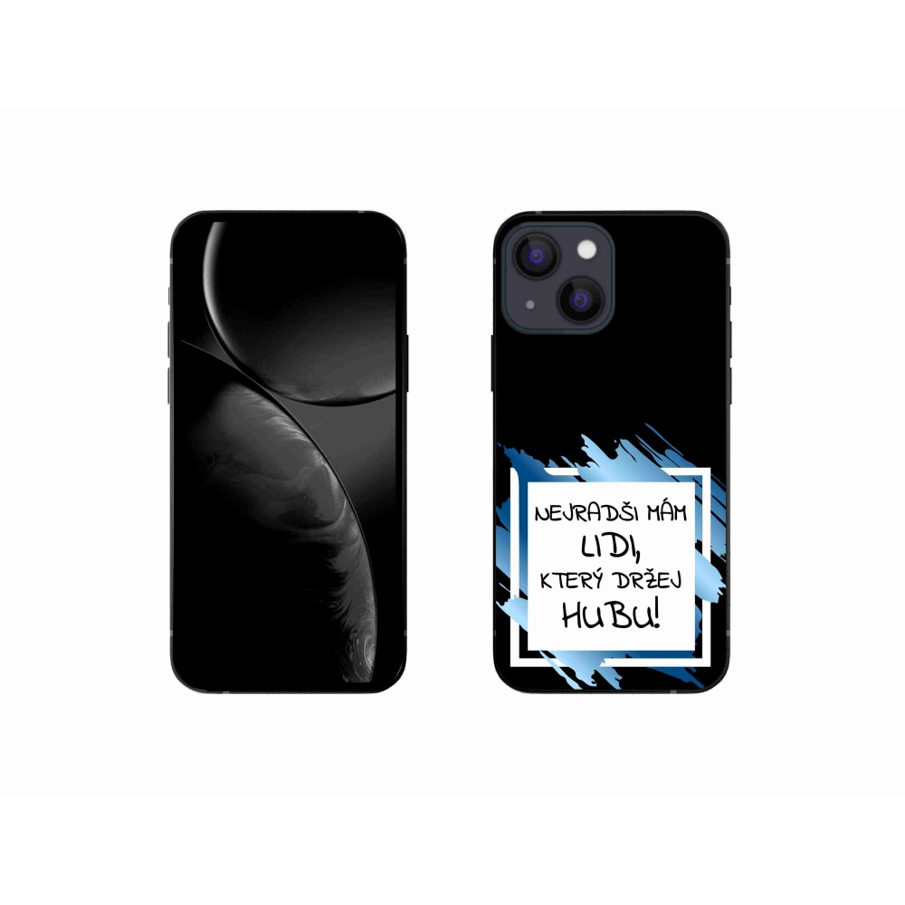Gélový kryt mmCase na iPhone 13 mini 5.4 - vtipný text 7 bieločierne pozadie