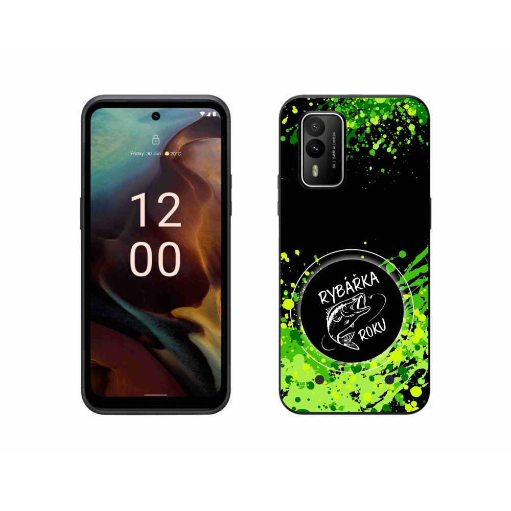 Gélový kryt mmCase na Nokia XR21 - rybárka roku čierne pozadie