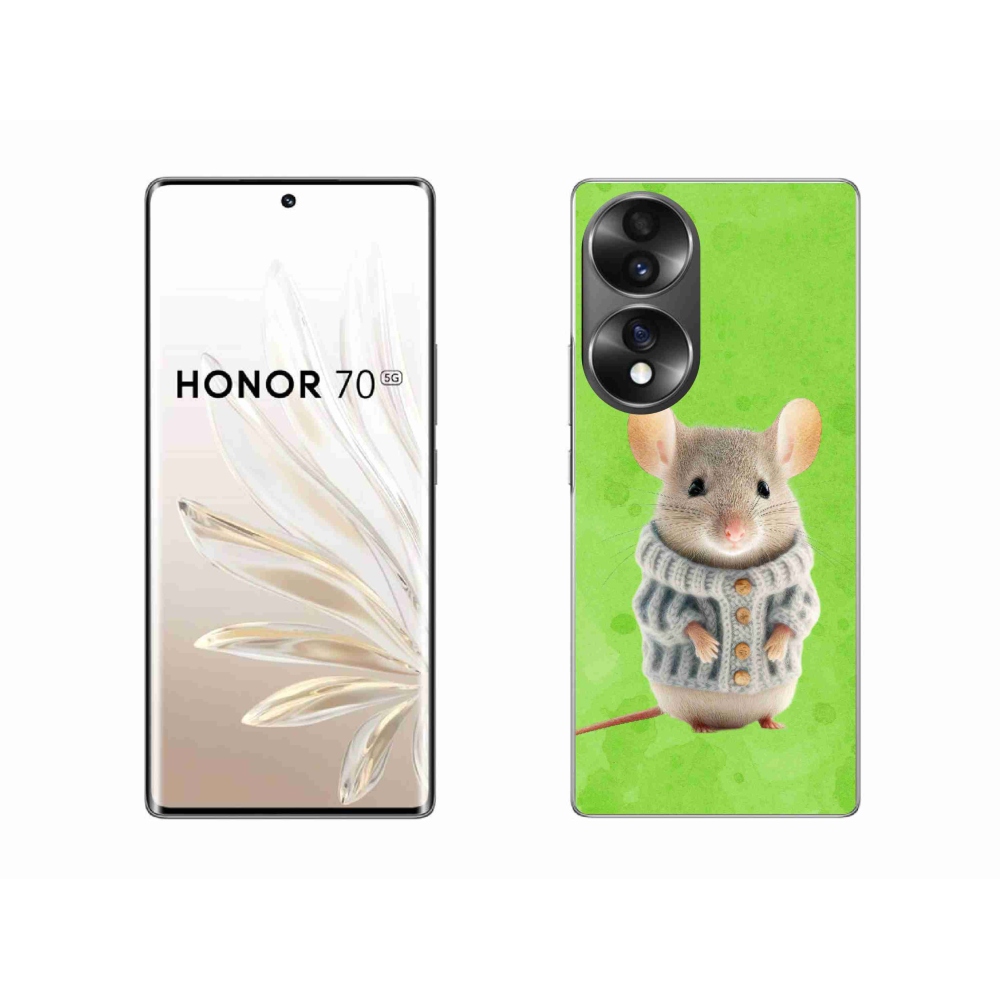 Gélový kryt mmCase na Honor 70 - myška vo svetri