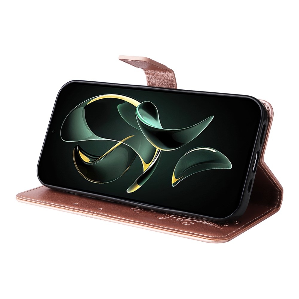 Big butterfly knižkové púzdro na Xiaomi 13T/13T Pro - ružovozlaté
