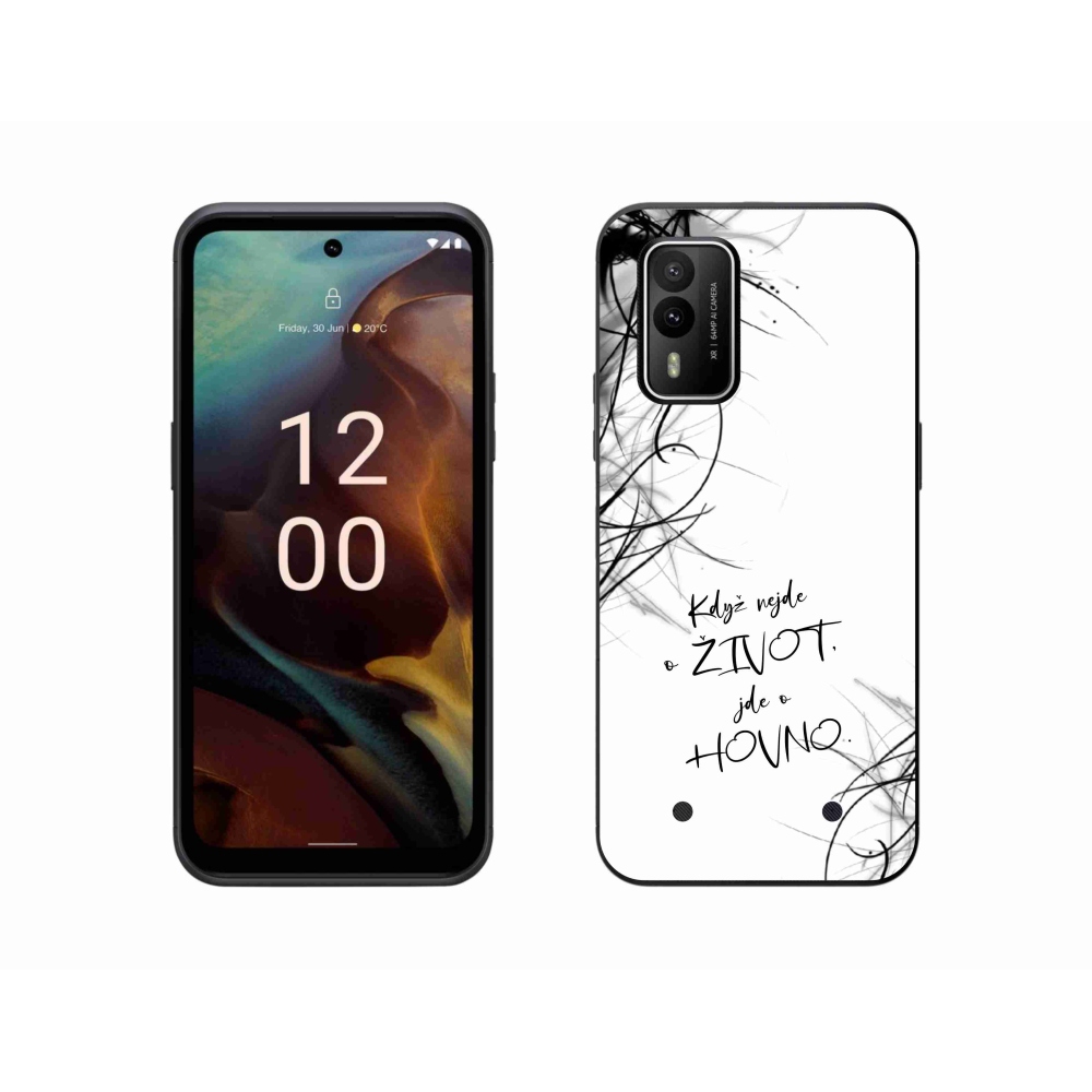 Gélový kryt mmCase na Nokia XR21 - vtipný text 16 biele pozadie