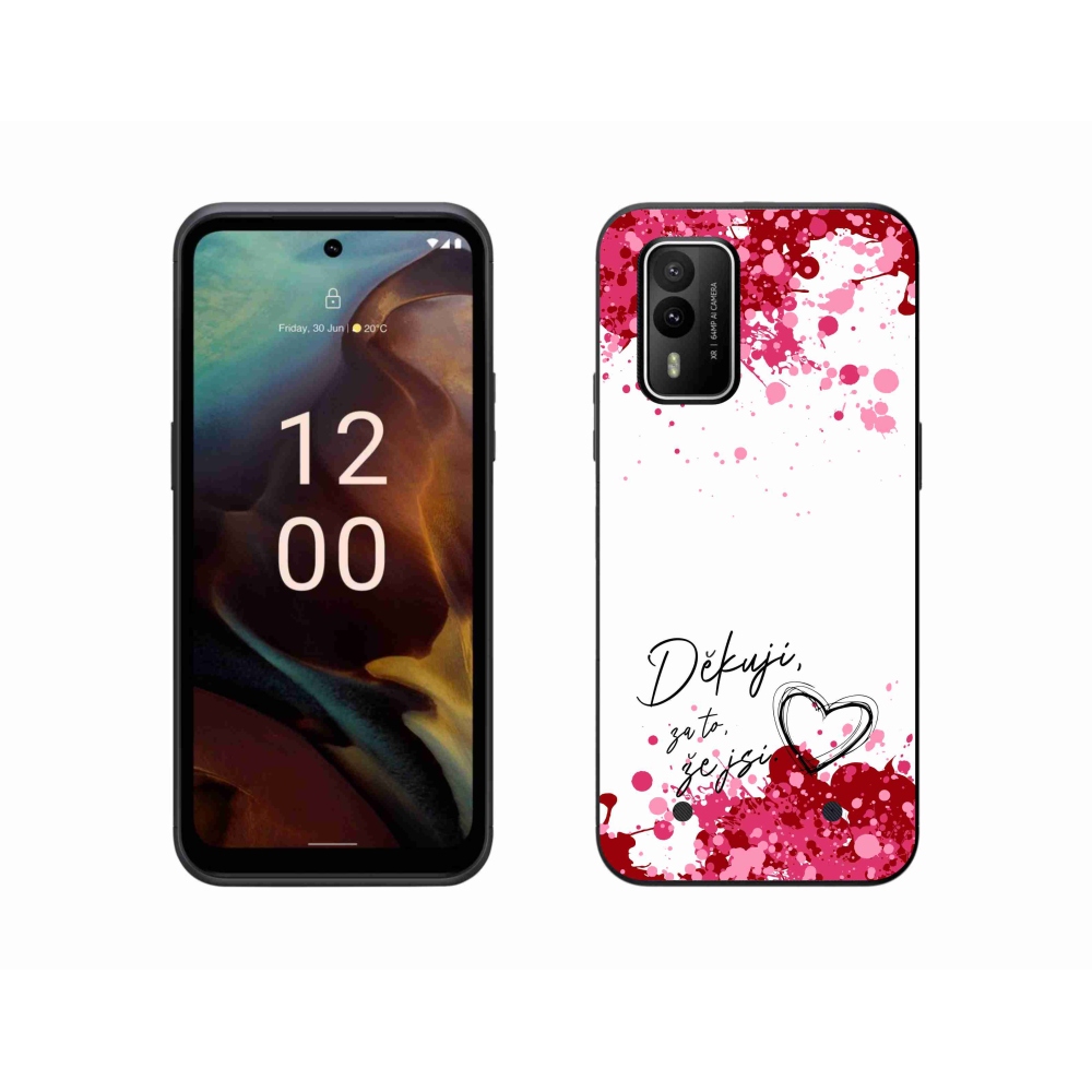 Gélový kryt mmCase na Nokia XR21 - zamilovaný text 2 biele pozadie