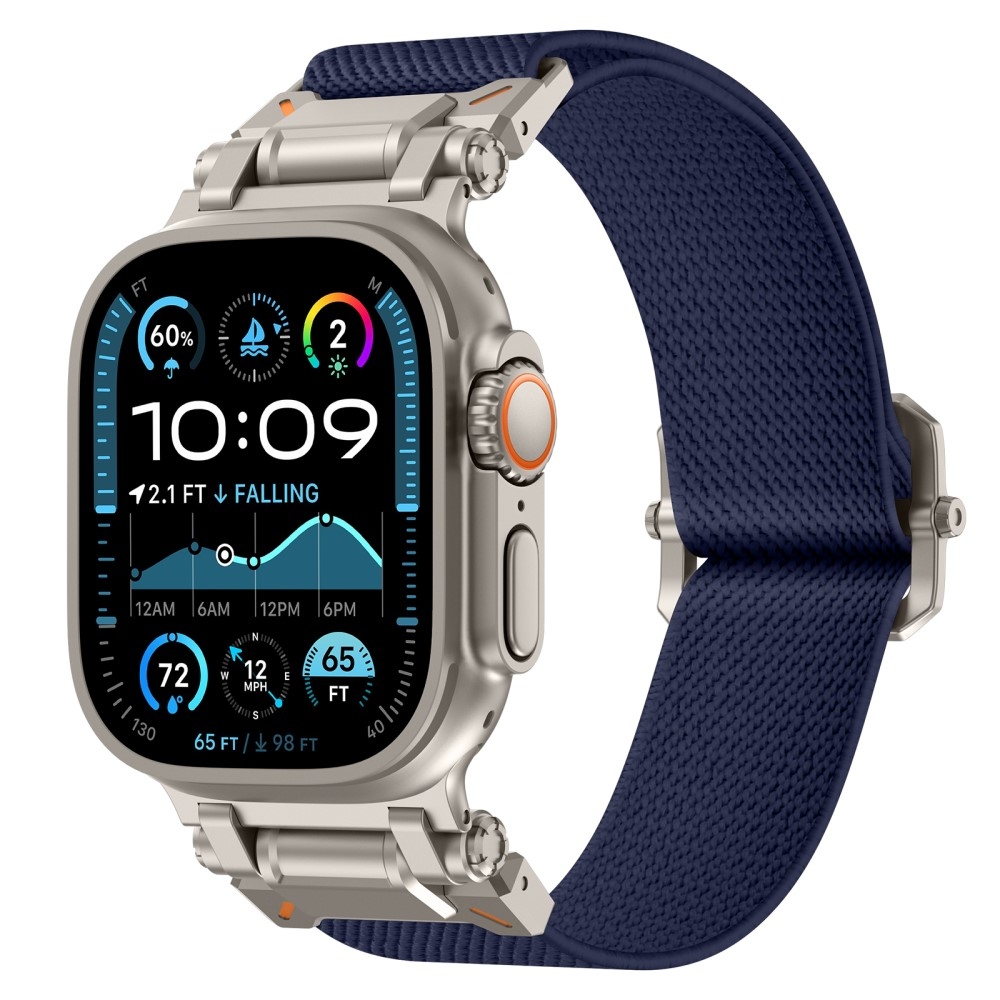 Titanium nylonový remienok na Apple Watch Ultra/Ultra 2 49mm/SE/SE 2022/2023 44mm/10 46mm/9/8/7 45mm/6/5/4 44mm/3/2/1 42 mm - modrý