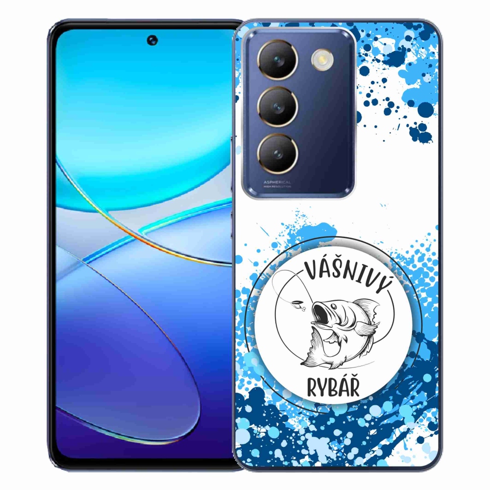 Gélový kryt mmCase na Vivo V40 SE 4G/5G - vášnivý rybár biele pozadie