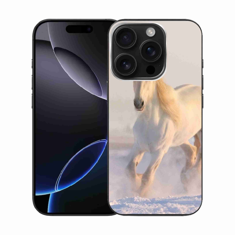 Gélový obal mmCase na iPhone 16 Pro - kôň v snehu