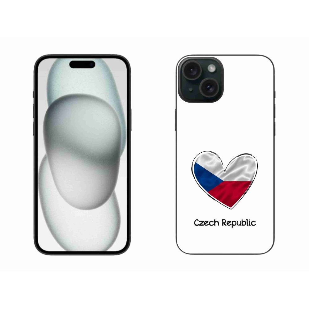 Gélový kryt mmCase na iPhone 15 Plus - vlajka srdca biele pozadie