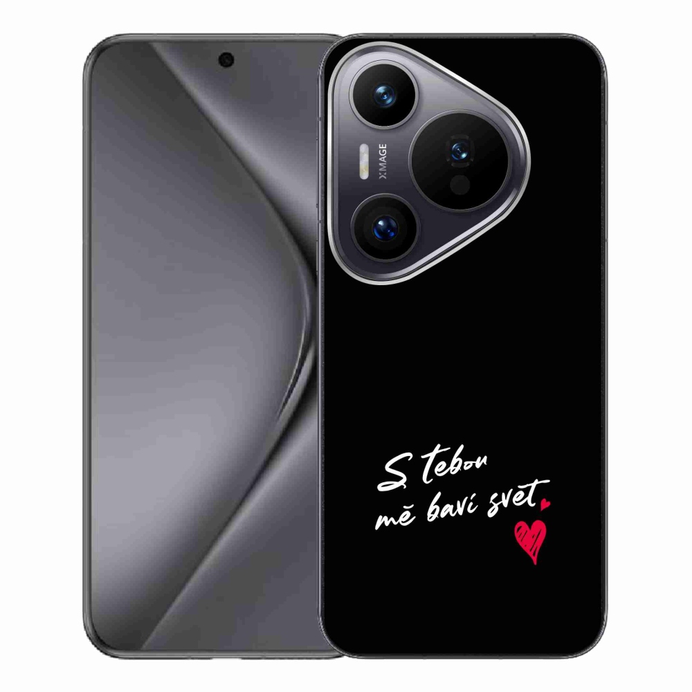 Gélový kryt mmCase na Huawei Pura 70 Pro - zamilovaný text 1 čierne pozadie
