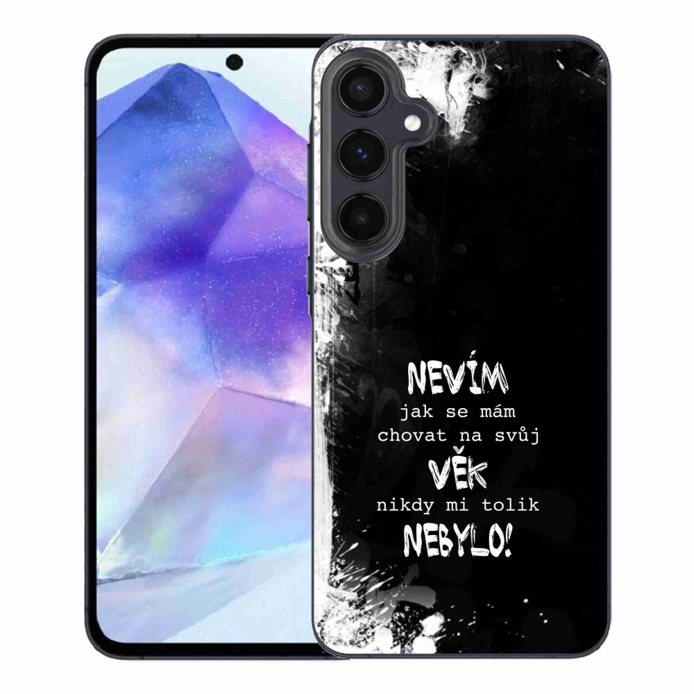 Gélový kryt mmCase na Samsung Galaxy A55 5G - vtipný text 14 čierne pozadie