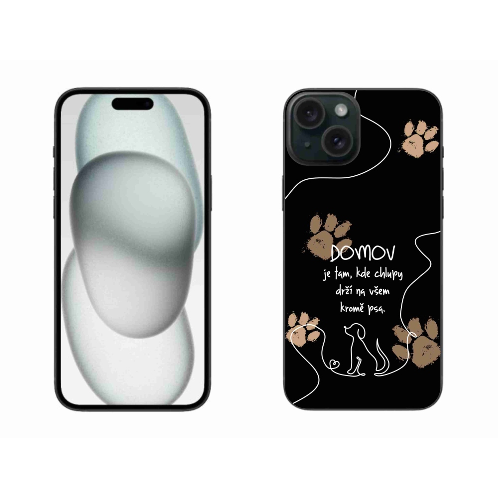 Gélový kryt mmCase na iPhone 15 Plus - psí motív čierne pozadie