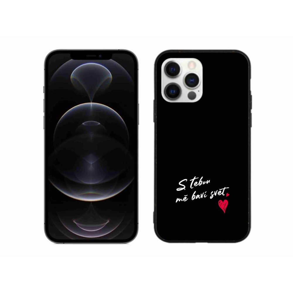 Gélový kryt mmCase na iPhone 12 Pro Max - zamilovaný text 1 čierne pozadie