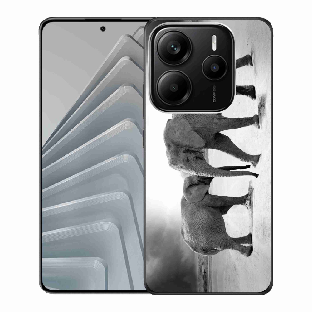 Gélový kryt mmCase na Xiaomi Redmi Note 14 5G - černobílé sloni