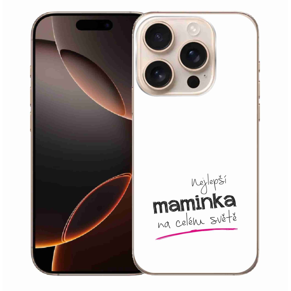 Gélový kryt mmCase na iPhone 16 Pro Max - najlepšia mamička 4 biele pozadie