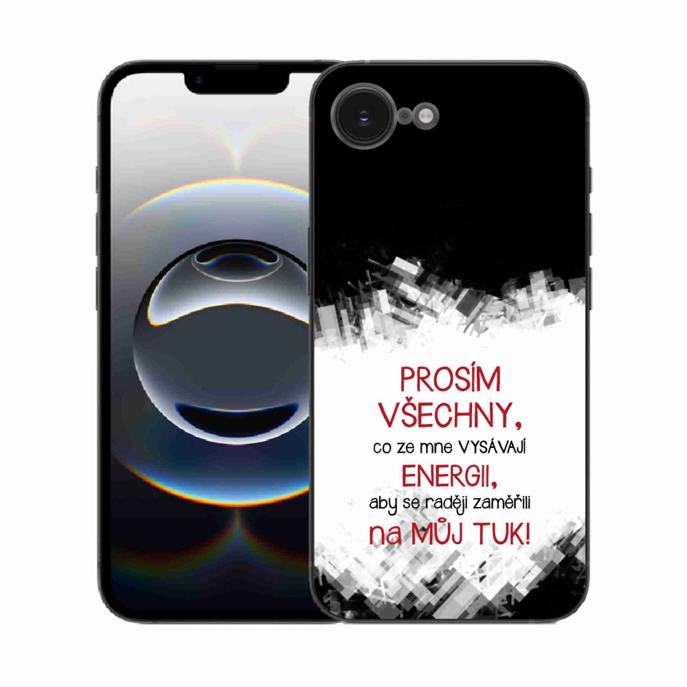 Gélový kryt mmCase na iPhone 16e - vtipný text 1 červený