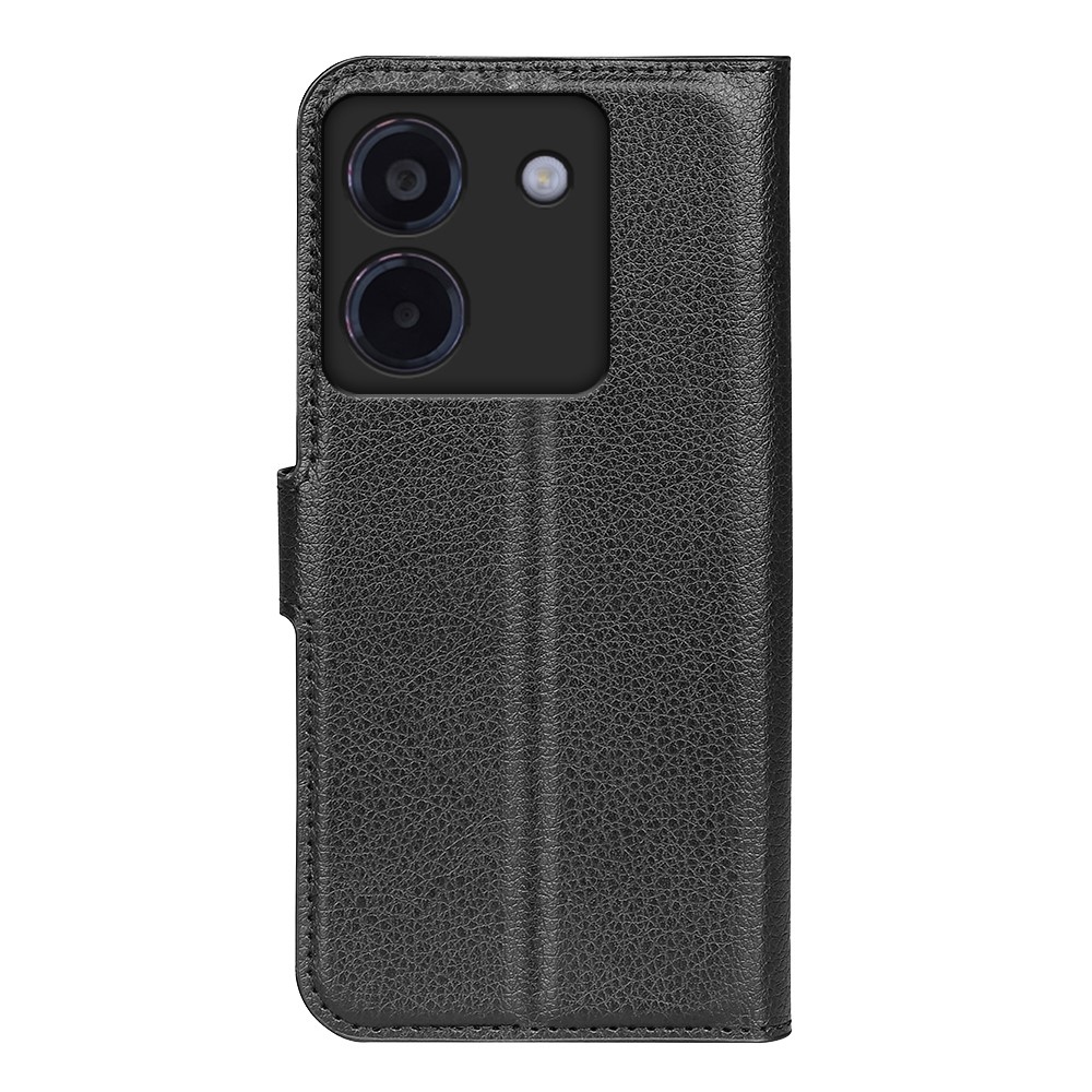 Litchi knižkové púzdro na Xiaomi Poco M7 Pro 5G - čierne