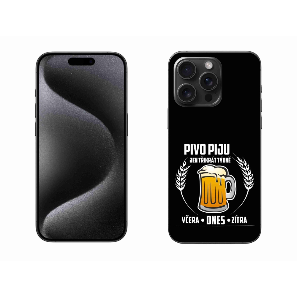 Gélový kryt mmCase na iPhone 15 Pro Max - pivný motív čierne pozadie