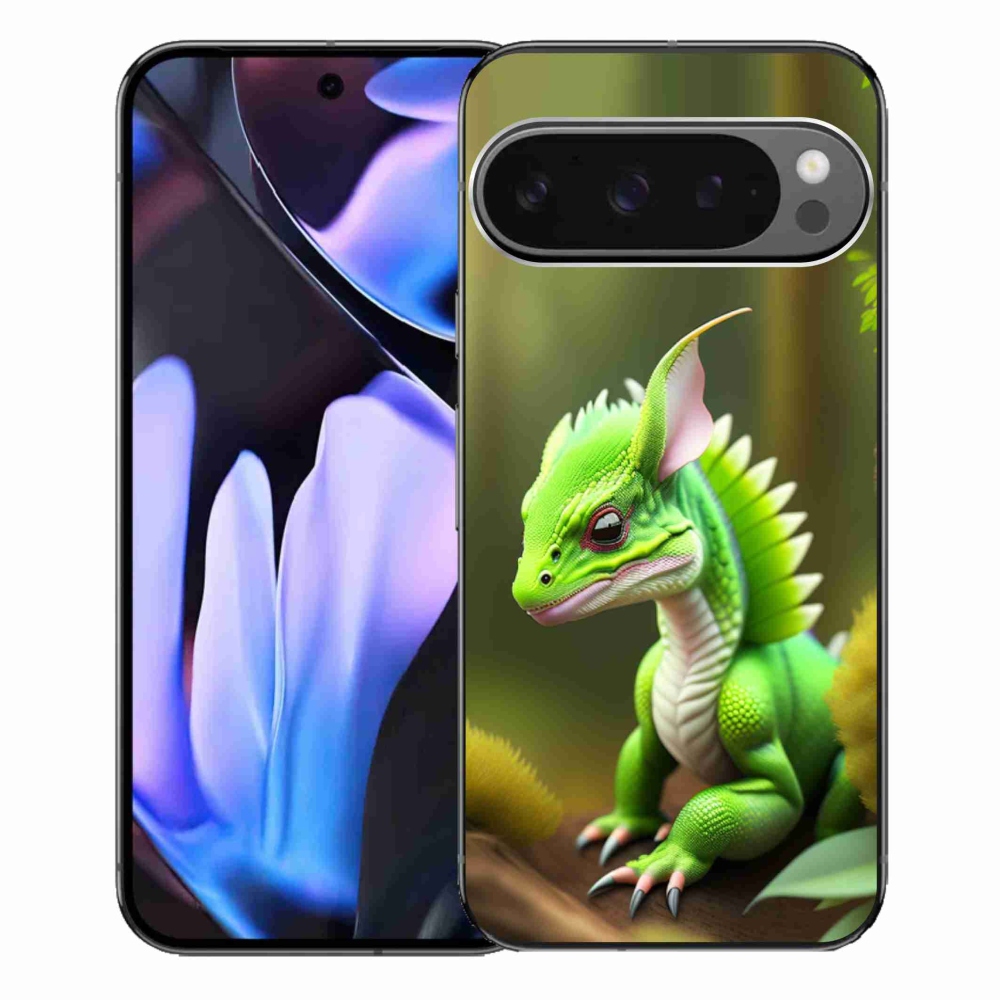 Gélový kryt mmCase na Google Pixel 9 Pro XL - zelený dráčik