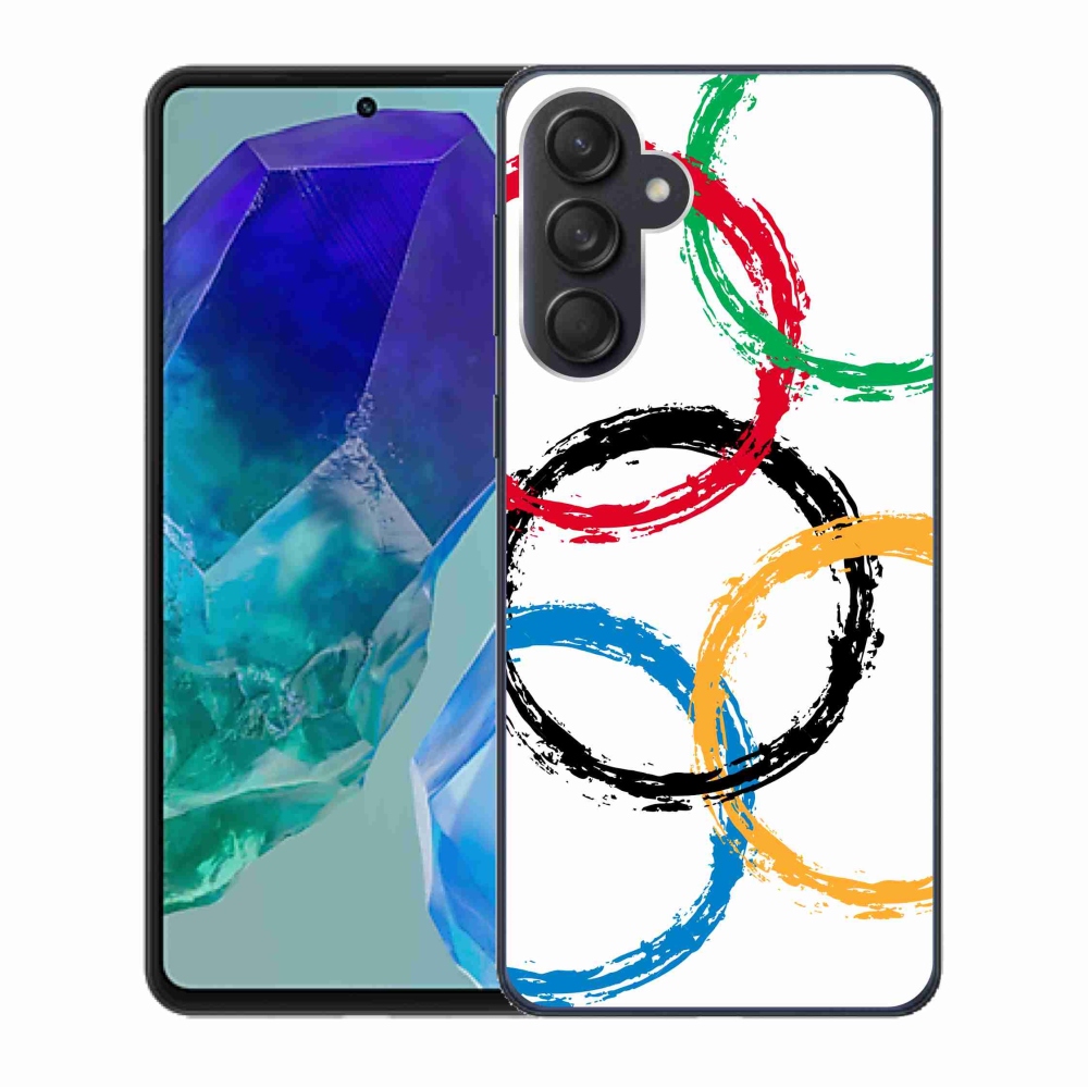 Gélový kryt mmCase na Samsung Galaxy M55 5G - olympijské kruhy biele pozadie