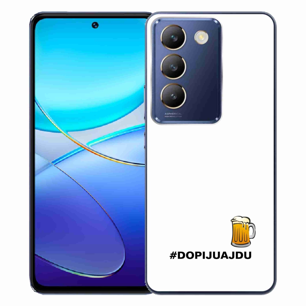 Gélový kryt mmCase na Vivo V40 SE 4G/5G - pivný motív 1 biele pozadie