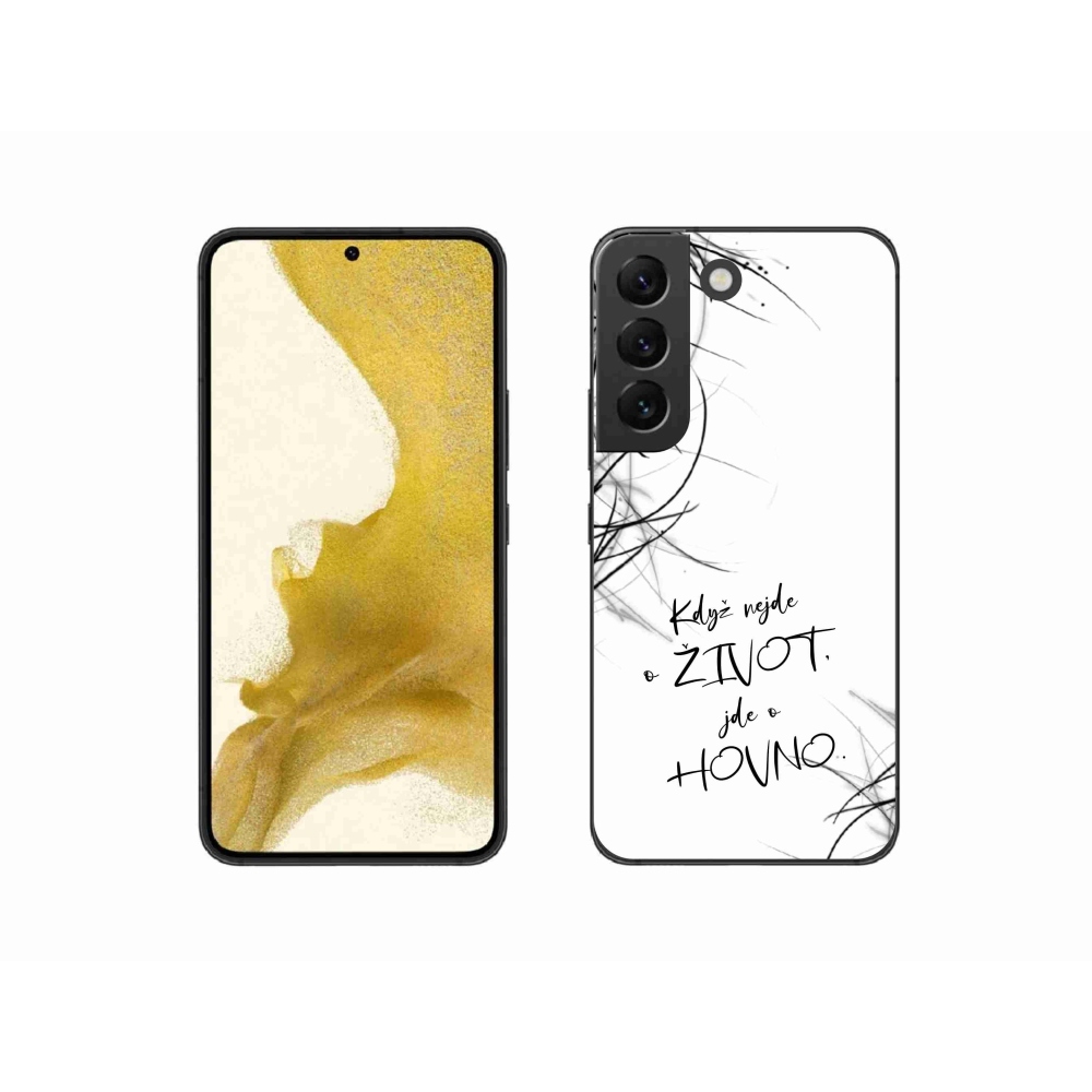 Gélový kryt mmCase na Samsung Galaxy S22 5G - vtipný text 16 biele pozadie